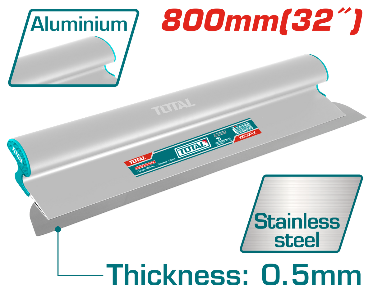 TOTAL Drywall Skimming Blade 800mm (32") – Stainless Steel with Aluminum Handle (THSCL03201)