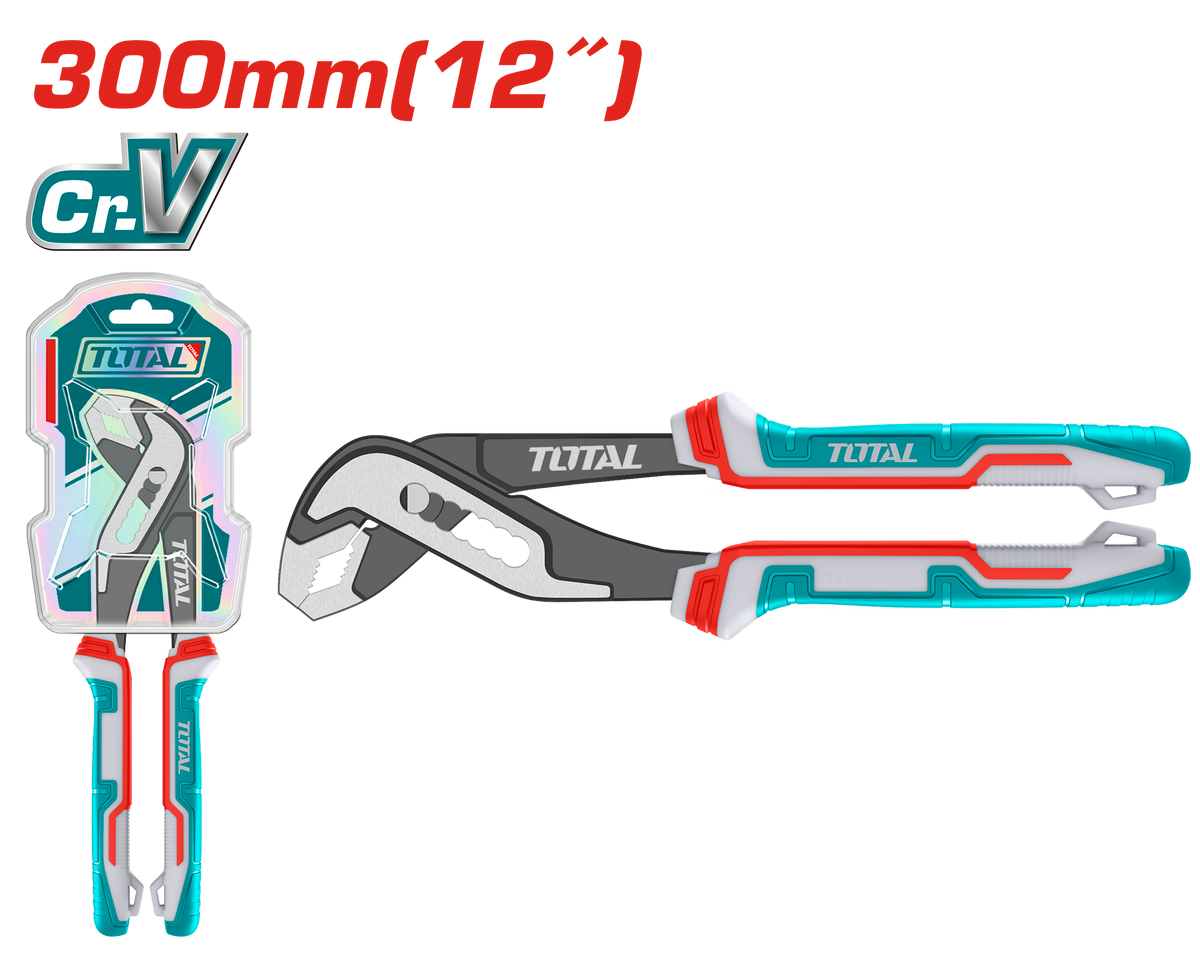 TOTAL Pump Pliers 12" | 300mm – Cr-V Adjustable Water Pump Pliers 50mm Capacity (THT281202)