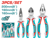 TOTAL 3 Pcs Pliers Set – Cr-V Steel – Two-Color Handle (THT2K0301)