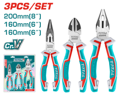 TOTAL 3 Pcs Pliers Set – Cr-V Steel – Two-Color Handle (THT2K0301)