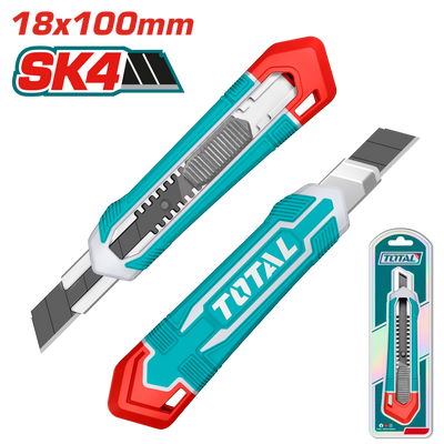 TOTAL Snap-Off Blade Knife 18mm – Utility Cutter with SK4 Blade (THT511815)