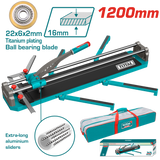 TOTAL Tile Cutter 1200mm – 16mm Cutting Thickness, Aluminum Handle, Tungsten Carbide Blade (THT571201)