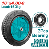 TOTAL 16" Solid Wheel with Bearing – Heavy Duty Wheelbarrow Replacement Wheel (THTWEL410D)