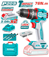 TOTAL Brushless Cordless Impact Drill 76N.m – 20V (TIDLI20768)