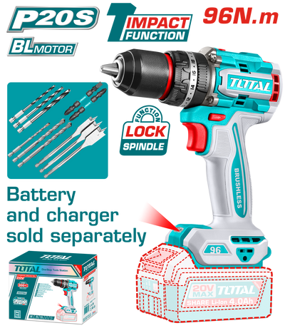 TOTAL Brushless Cordless Impact Drill 96N.m - Battery & Charger Sold Separately (TIDLI209681)