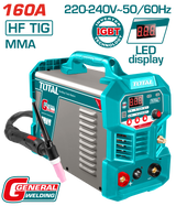 TOTAL Inverter TIG/MMA Welding Machine – 160A, Pulse & Spot Functions, LCD Display (TIG16058)