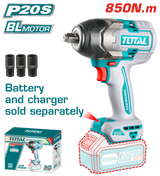 TOTAL Cordless Impact Wrench Brushless Motor 850N.m | 1/2" - Battery & Charger Sold Separately (TIWLI20851)