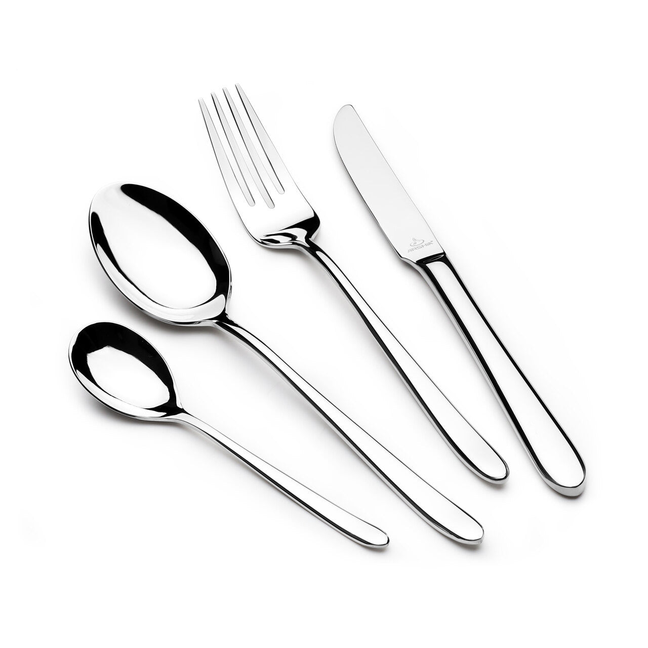 Arshia 26-Piece Mirror-Polish Stainless Steel Cutlery Set with Metal Stand