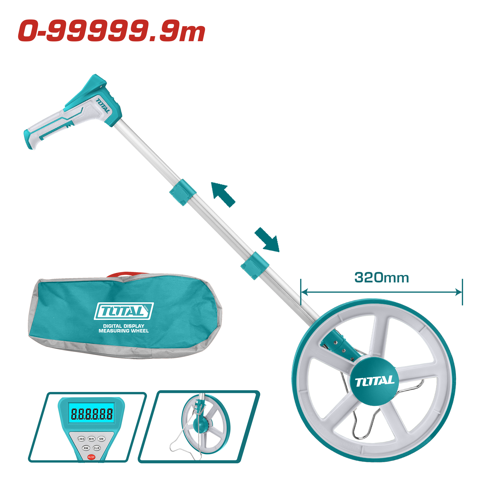 عجلة قياس رقمية توتال (TMT19923) – دقة تصل إلى 99999.9 متر