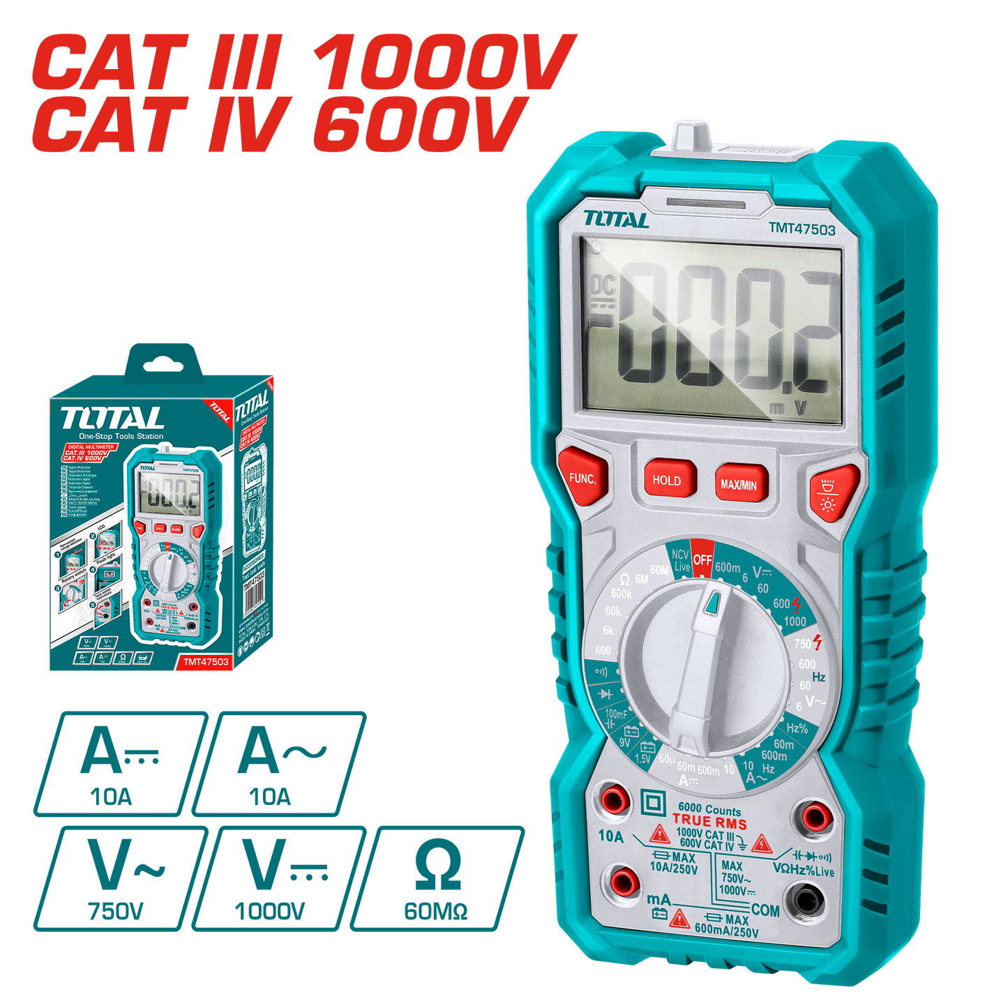 Total TMT47503 Multimeter CAT3 1000V | CAT4 600V – Precise Testing