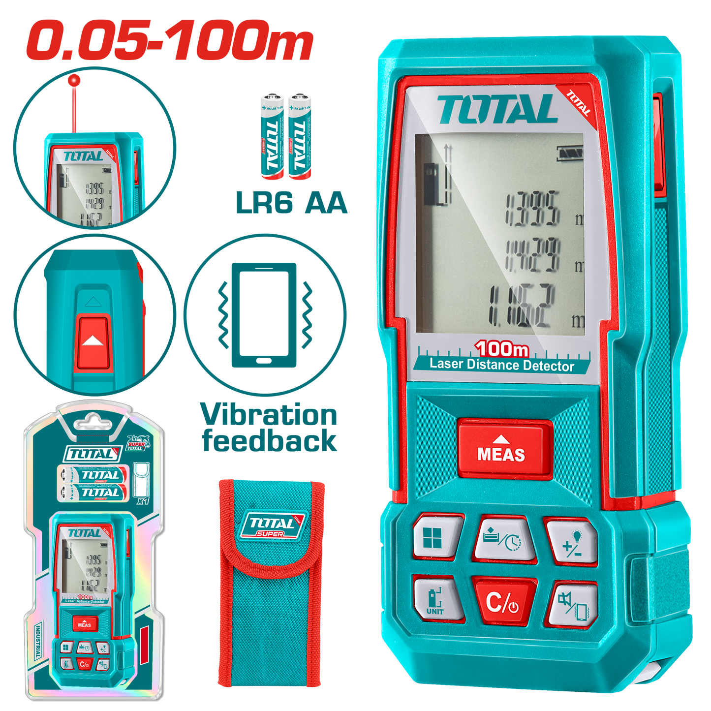 جهاز قياس المسافات بالليزر توتال 100 متر (TMT51036) – دقة وفعالية
