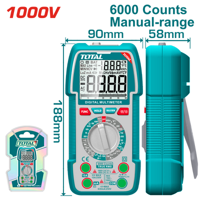 ملتيميتر TOTAL 1000V شاشة TRMS 6000 مع NCV وإضاءة