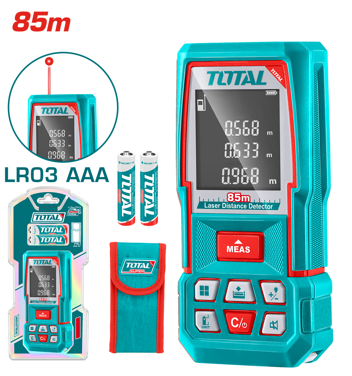 TOTAL Laser Distance Meter 85m – Digital Laser Distance Measuring Tool (TMT570268)
