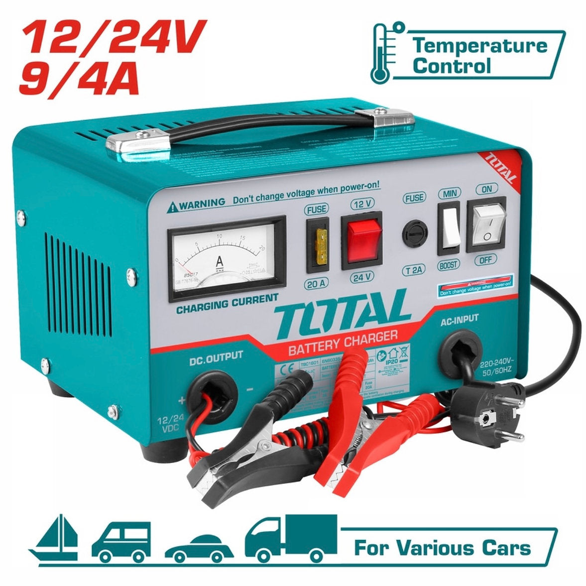 TOTAL 12V/24V Battery Charger High-Performance & Fast Charging