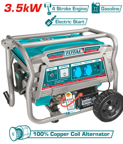TOTAL Gasoline Generator 3.5kW – Recoil + Electric Start (TP135006E)