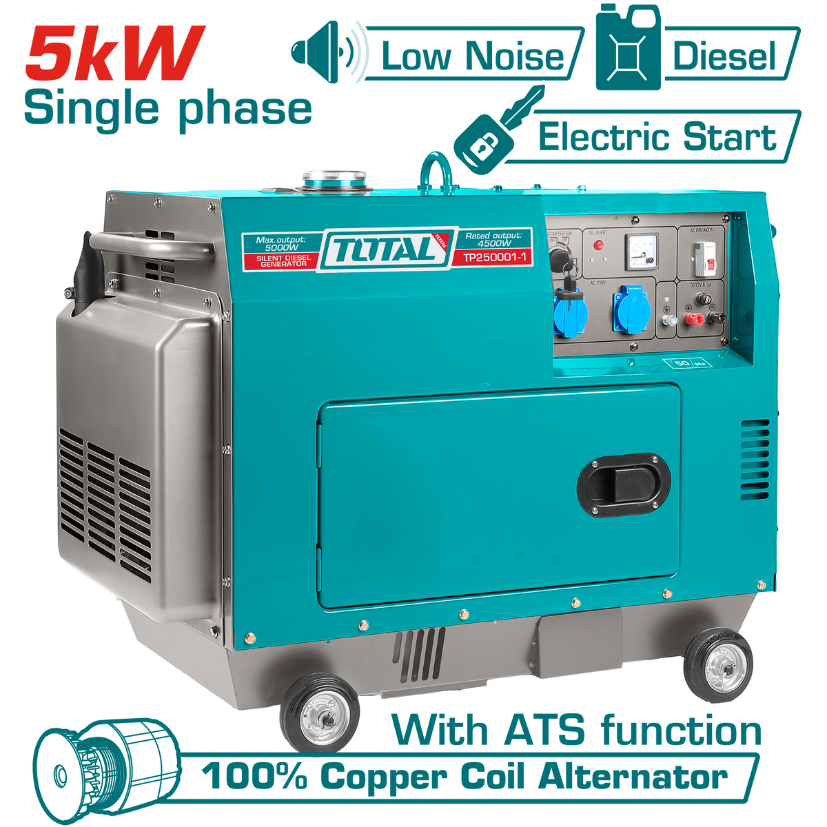 TOTAL Silent Diesel Generator 5.0kW (TP250001-1)