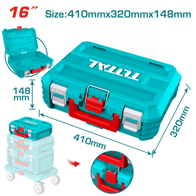 TOTAL 16" Stackable Tool Box – Durable PP Plastic, 15kg Load Capacity (TPBXS101)