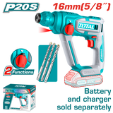 TOTAL Cordless Rotary Hammer SDS Plus 20V | 1.5J - Battery & Charger Sold Separately (TRHLI20168)