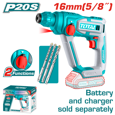TOTAL Cordless Rotary Hammer SDS Plus 20V | 1.5J - Battery & Charger Sold Separately (TRHLI20168)