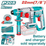 TOTAL Cordless Rotary Hammer 20V – Brushless SDS Plus 2.0J / 22mm - Battery & Charger Sold Separately (TRHLI21228)
