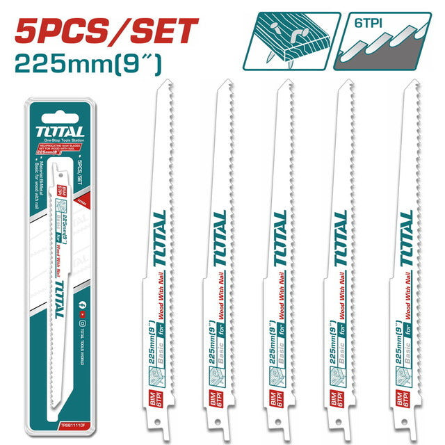 TOTAL Reciprocating Saw Blades for Wood with Nails – 5pcs