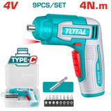 TOTAL Cordless Screwdriver 4V | 4Nm - USB Rechargeable (TSDLI0458)