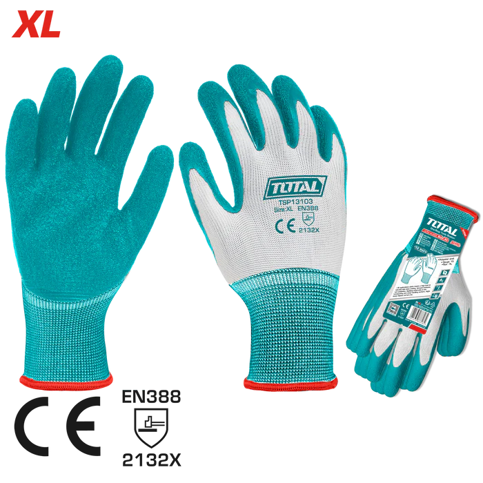 TOTAL Latex Coated Gloves XL TSP13103 – Rugged & Reliable Grip