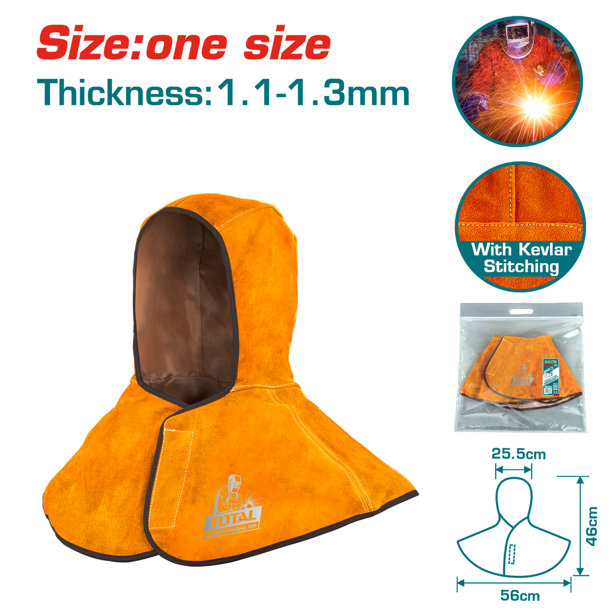 TOTAL Cowhide Welding Cap – Heat Resistant Welding Head Protection (TSP20101)