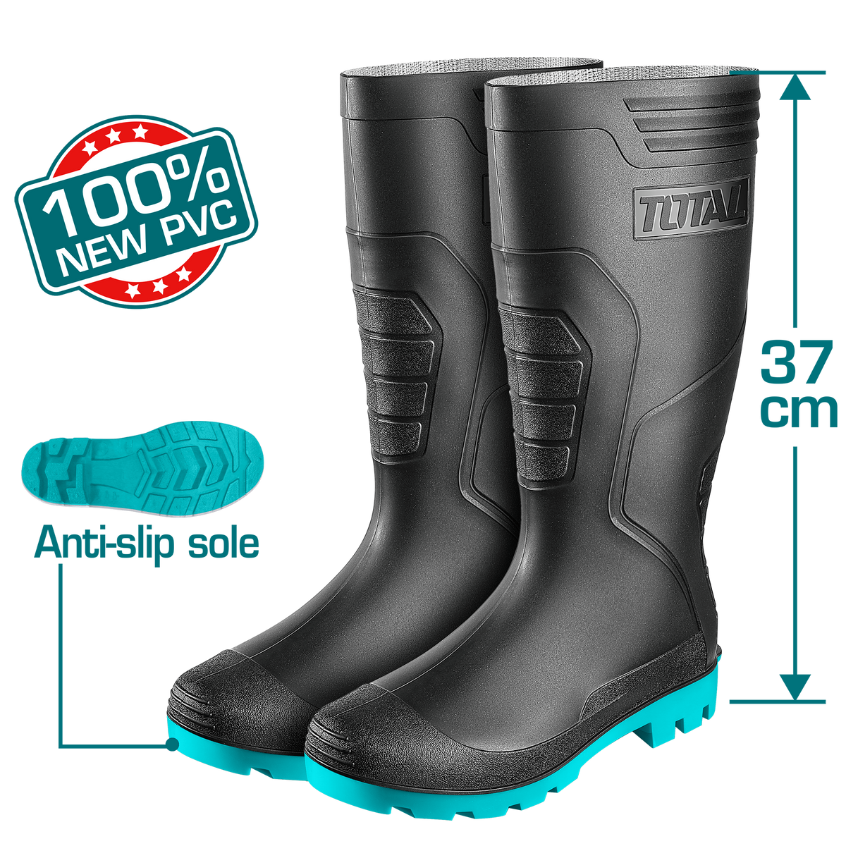 TOTAL Rain Boots – 100% Waterproof PVC Safety Boots (TSP308LYB)