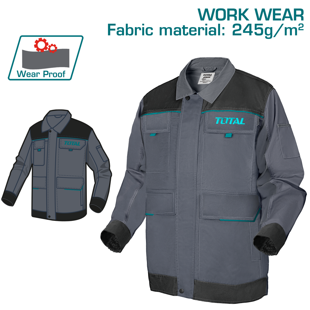 TOTAL Work Jacket – Heavy Duty Workwear with Reflective Details (TSP6011)