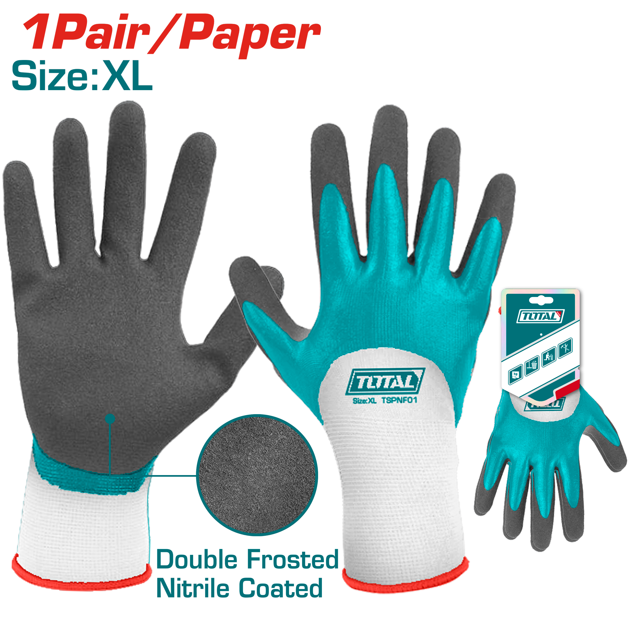 TOTAL TSPNF01 XL Nitrile Coated Gloves – Oil-Resistant Grip