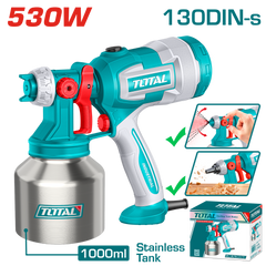 TOTAL Electric Paint Spray Gun 530W – Paint Sprayer 1000ml with Adjustable Spray & Dust Blower (TT45061)