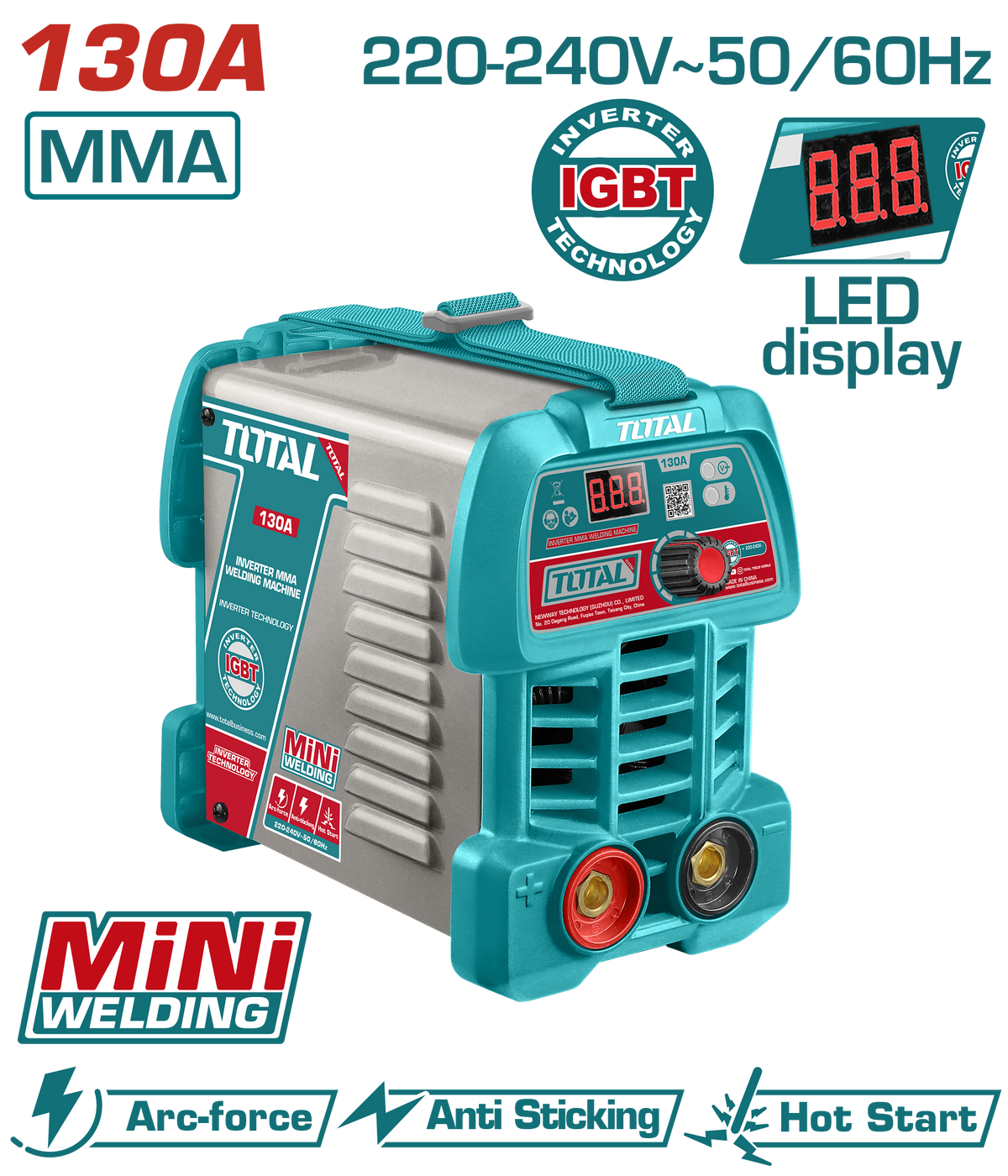 TOTAL Inverter MMA Welding Machine 130A – IGBT Welding Machine with Accessories (TW213049)