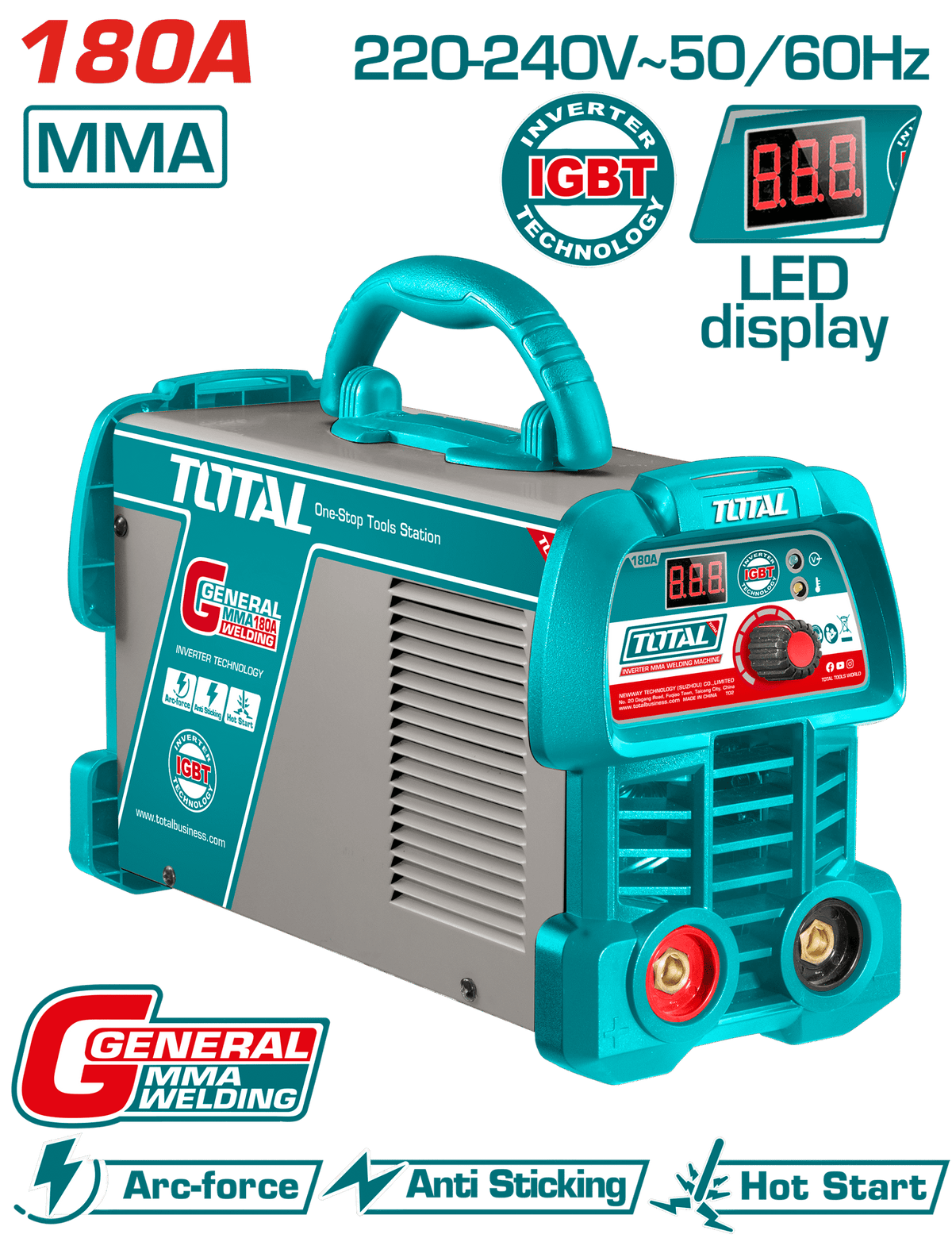 TOTAL Inverter MMA Welding Machine 180A – IGBT Technology with LED Display (TW218059)