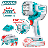 TOTAL 20V Cordless LED Work Lamp with 3 Brightness Modes – 2000 Lumens (TWLI20881)