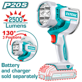 TOTAL Cordless Work Lamp 20V – 22.5W LED Adjustable Work Light - Battery & Charger Sold Separately (TWLI20885)