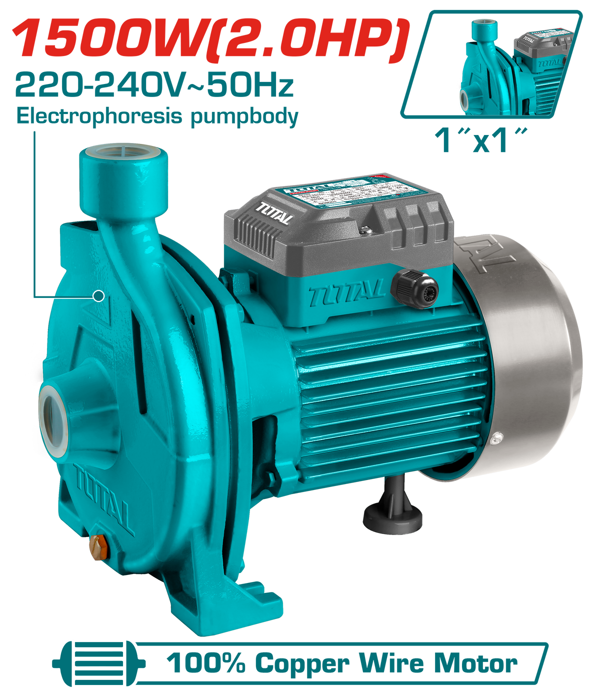 TOTAL Centrifugal Water Pump 1500W | 2.0HP - 1" (TWP215006)
