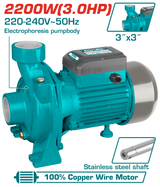 TOTAL Centrifugal Water Pump 2200W | 3HP – 3" High Flow Water Pump 800L/min (TWP222002)