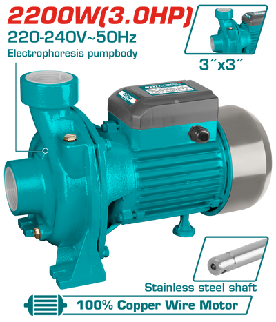 TOTAL Centrifugal Water Pump 2200W | 3HP – 3" High Flow Water Pump 800L/min (TWP222002)