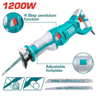 Total 1200W Reciprocating Saw High Power & Precision Cutting