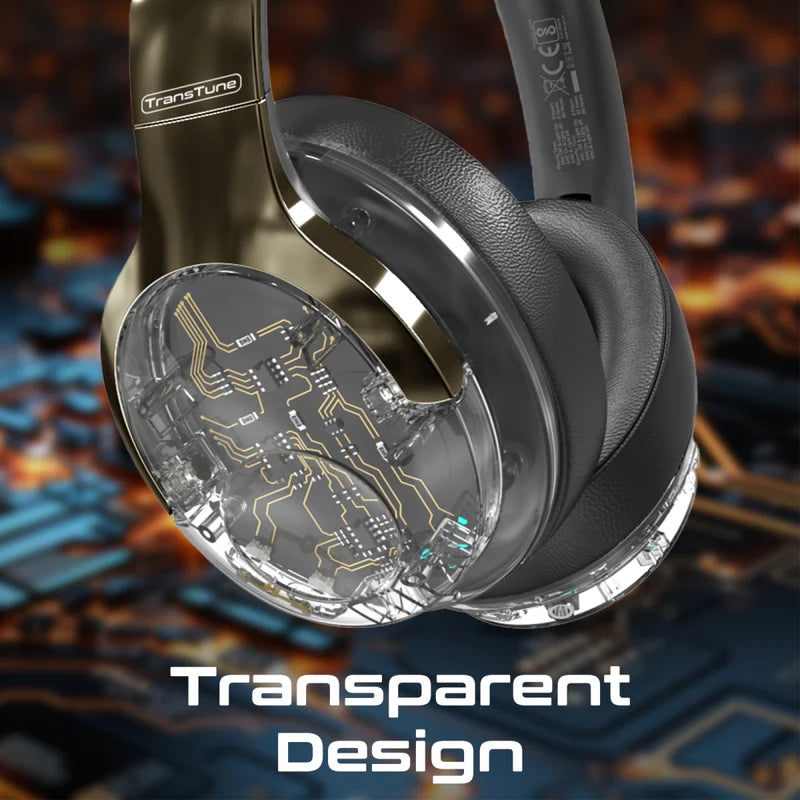 Promate TransTune Active Noise Cancelling Hi-Fi Stereo Wireless Headphones with RGB Lights - Silver