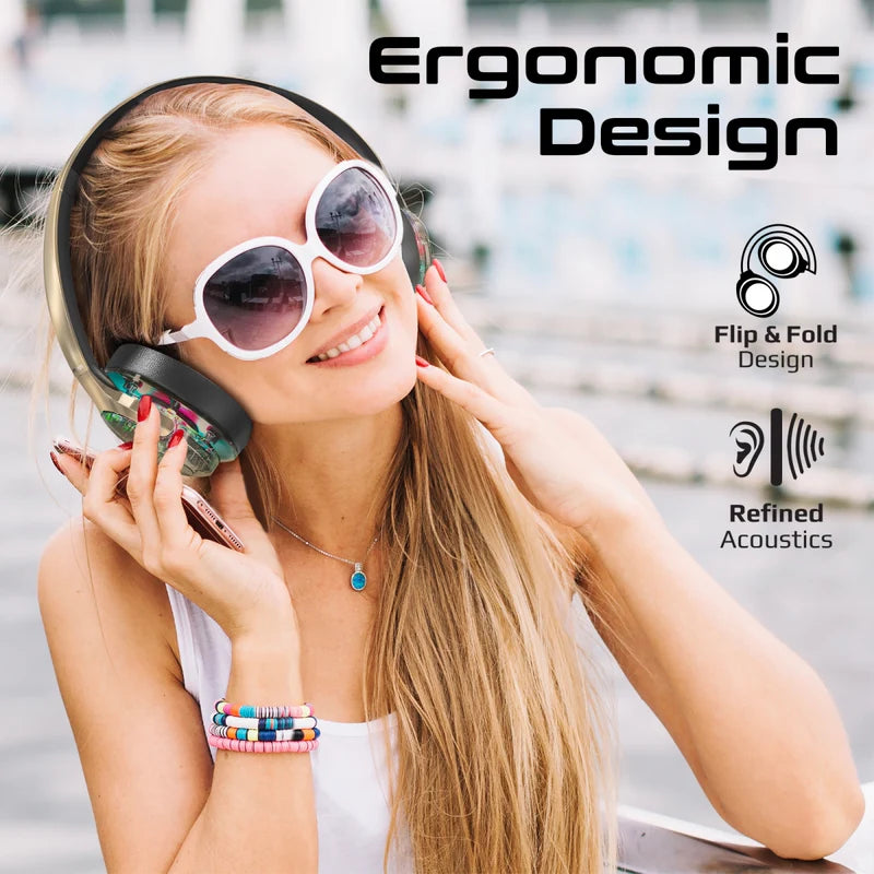 Promate TransTune Active Noise Cancelling Hi-Fi Stereo Wireless Headphones with RGB Lights - Silver