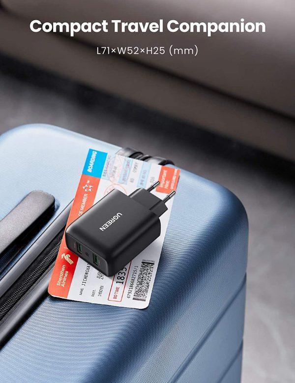 شاحن يو إس بي سريع من يوجرين CD161 للاتحاد الأوروبي - أسود