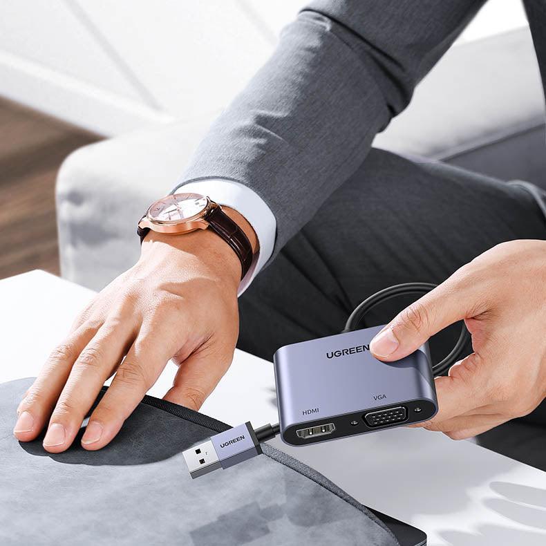 محول يوجرين USB 3.0 HDMI & VGA