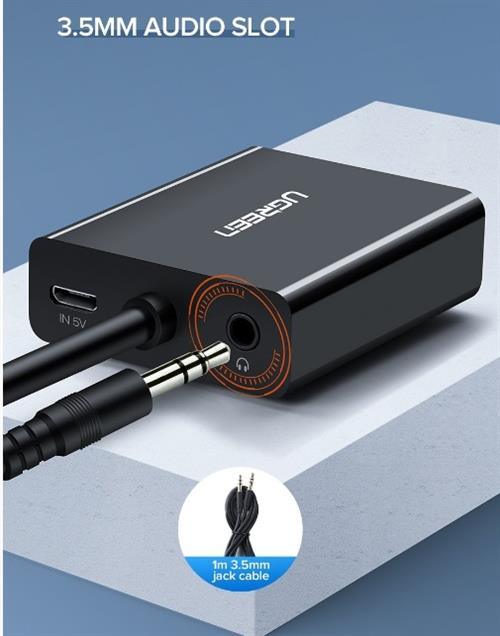 محول يوجرين VGA إلى HDMI مع Micro USB و3.5mm صوت
