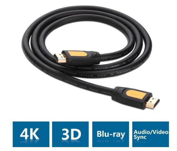 كابل HDMI دائري من UGREEN بطول 3 متر (أصفر/أسود) 10130