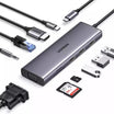 محول UGREEN USB-C شامل 9 في 1 مع HDMI/VGA/شبكة وصوت