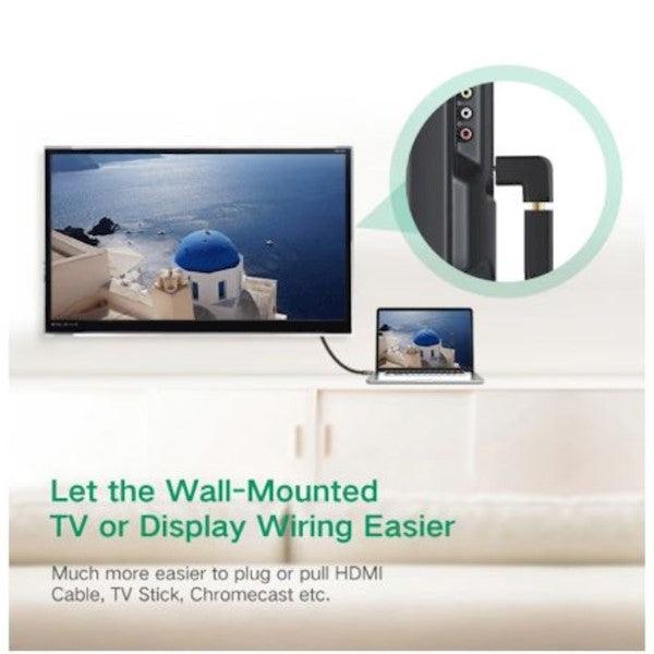 محول يوجرين HDMI ذكر إلى أنثى زاوية لأسفل - أسود مدمج وعملي