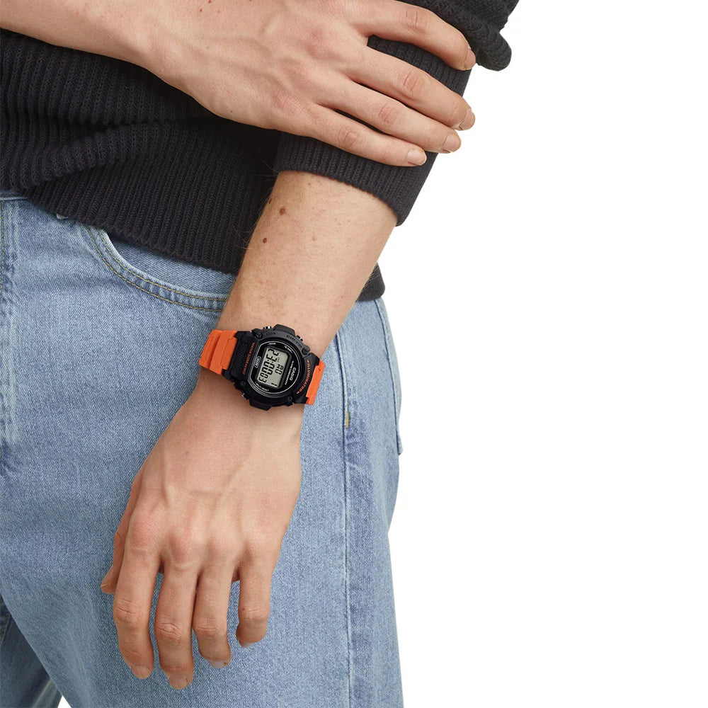 Casio Men's Digital Orange Resin Band Watch W-219H-4A