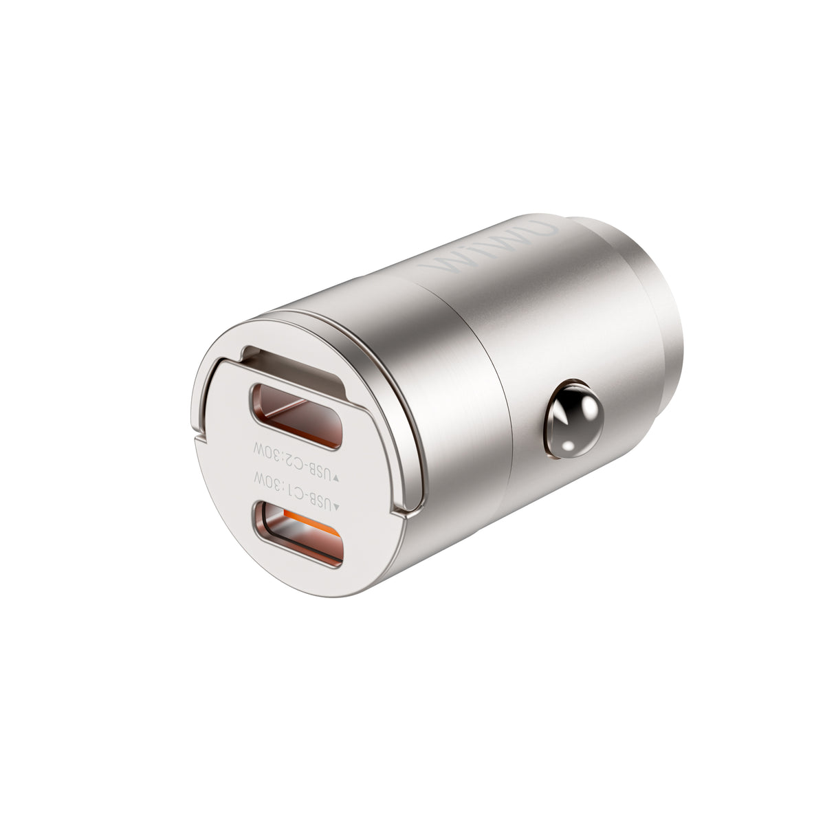 WIWU Nano Dual C 30W Fast Car Charger Compact & Powerful - Titanium